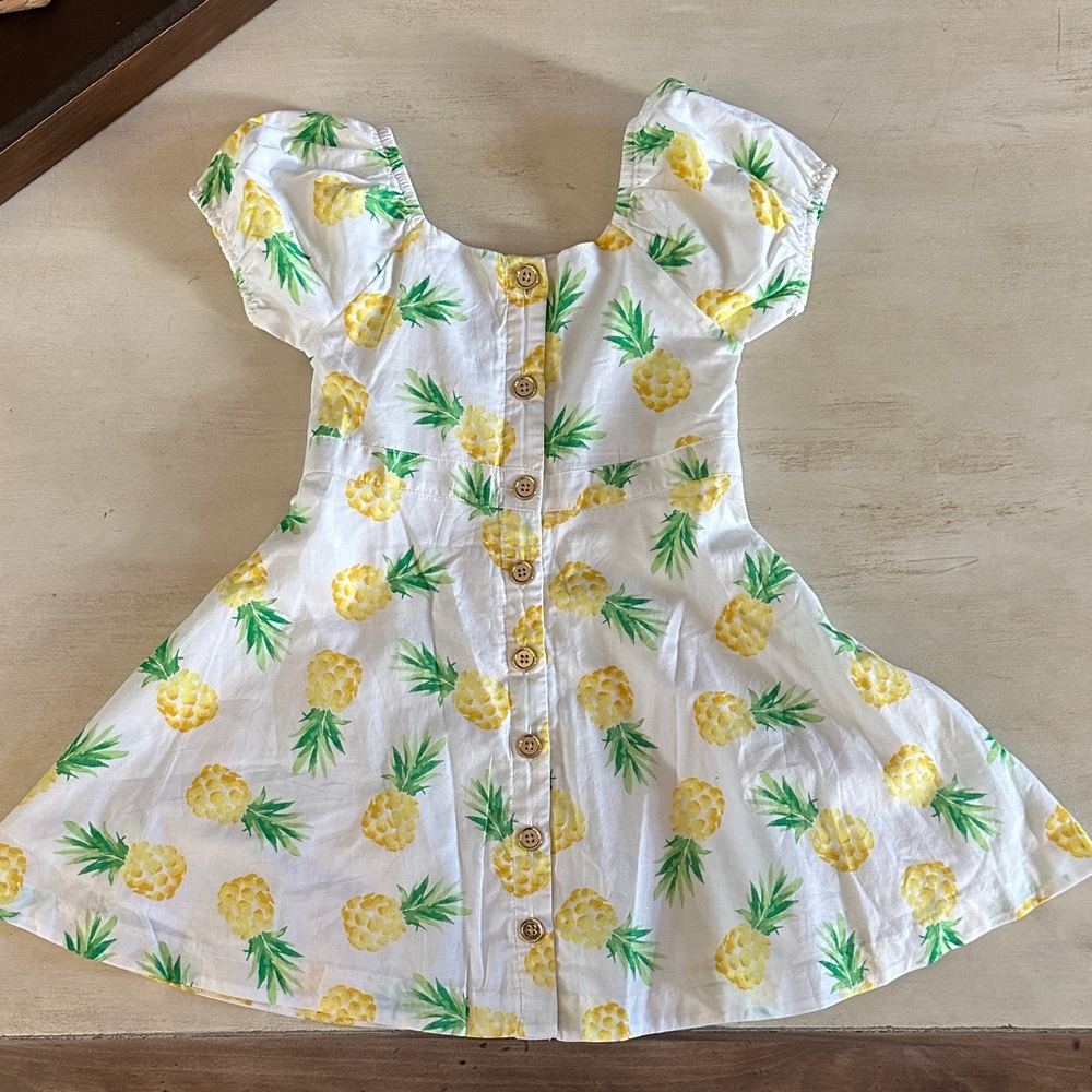 Janie and Jack White Dress with Yellow and Green Floral Design